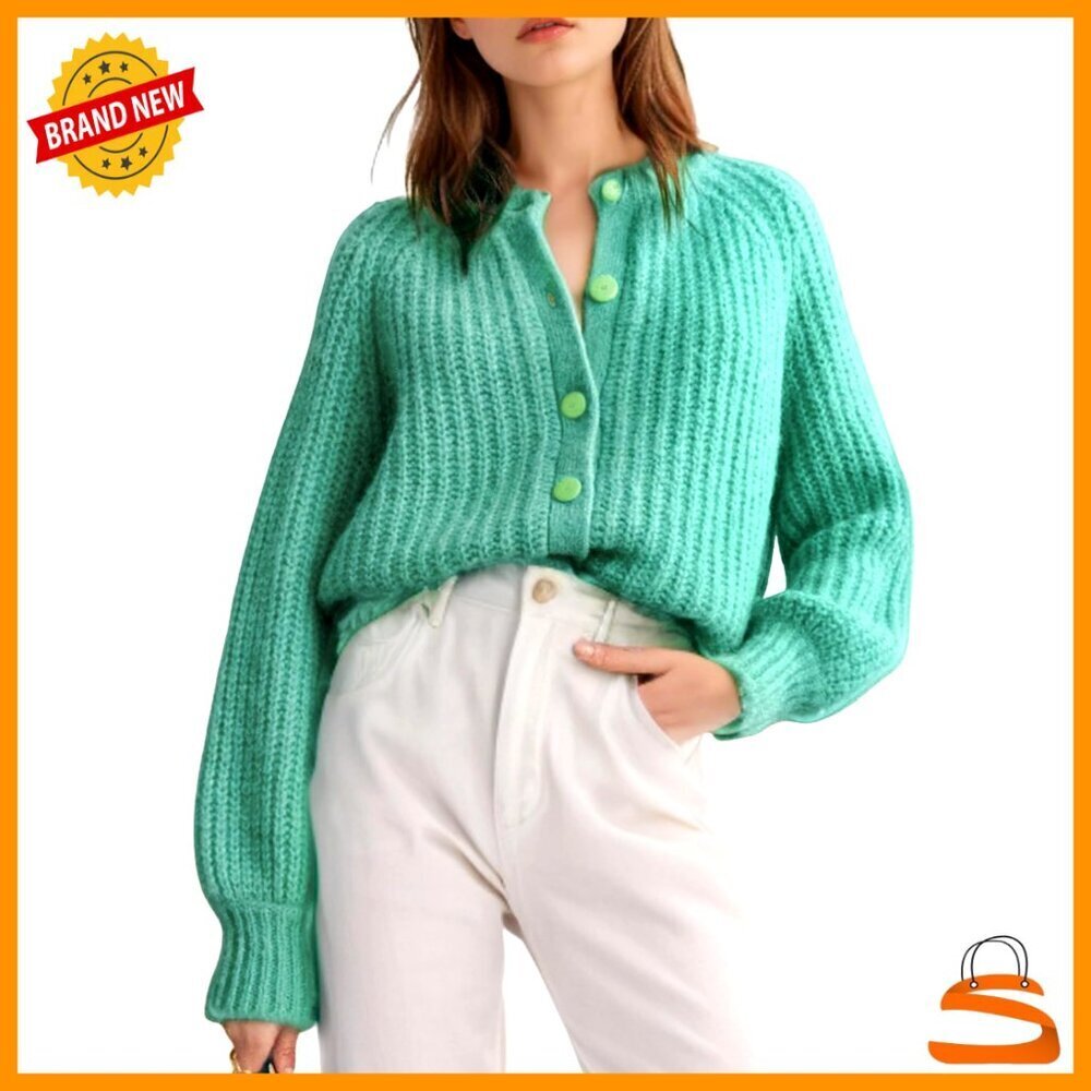 Chunky Knit Cardigan Sweater Button Down Long Sleeve Oversized Casual Fall